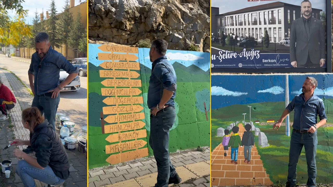 ESKİPAZAR'IN GİRİŞİ BOYALARIN AHENGİYLE RENKLENİYOR