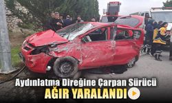 ÖNCE KALDIRIMA SONRA AYDINLATMA DİREĞİNE ÇARPTI