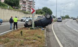 BARTIN'DA REFUJA ÇIKAN OTOMOBİL TAKLA ATTI