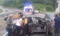 ZONGULDAK'TA VİRAJI ALAMAYAN OTOMOBİL KAZA YAPTI