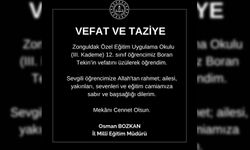 ZONGULDAK İL MİLLİ EĞİTİM MÜDÜRÜNDEN TAZİYE MESAJI