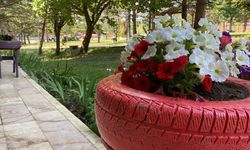 BOLU'DA ATIK MALZEMELER RENKLİ ÇİÇEKLİĞE DÖNDÜ