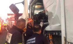 BOLU'DA KAMYON TIRA ARKADAN ÇARPTI