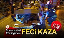 BOSTANBÜKÜNDE FECİ KAZA 2 OTOMOBİL ÇARPIŞTI: 7 YARALI