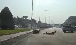 YOLA BİRAN DA ÇIKAN ÇEKİCİ MOTOSİKLETE ÇAPTI