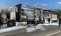 KASTAMONU'DA SEYİR HALİNDEKİ TIR ALEVLERE TESLİM OLDU
