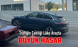SÜRÜKLENEREK ÇEKİLEN LÜKS ARAÇTA BÜYÜK HASAR OLUŞTU