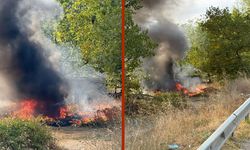 ŞARAMPOLE UÇAN OTOMOBİL ALEV TOPUNA DÖNDÜ