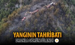 YANGININ TAHRİBATI HAVADAN GÖRÜNTÜLENDİ
