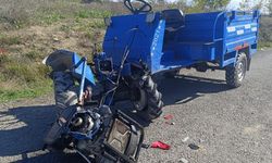 ALAPLI'DA TARIM ARACI VE MOTOSİKLET ÇARPIŞTI
