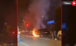 SEYİR HALİNDEKİ OTOMOBİL ALEV ALDI