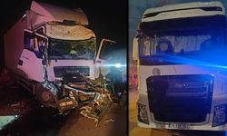 ASLANLAR MEVKİİ'NDE KAMYON VE ÇEKİCİ ÇARPIŞTI: 1 YARALI