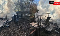 AHŞAP EV YANARAK KÜLE DÖNDÜ