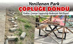 YENİLENEN PARK ÇÖPLÜK OLDU