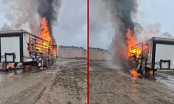 KAĞIT YÜKLÜ DORSE ALEV ALEV YANDI