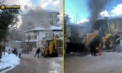 İŞ MAKİNESİ ALEV ALEV YANDI