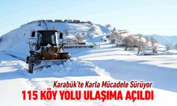KARABÜK'TE KARLA MÜCADELE SÜRÜYOR