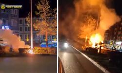 AYDINLATMA DİREĞİNDE YANGIN ÇIKTI