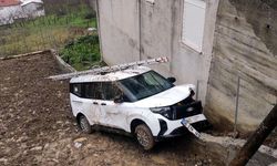 YOLDAN ÇIKAN OTOMOBİL TARLAYA GİRDİ