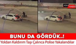 YOLDAN KALDIRIM TAŞLARINI ÇALDILAR POLİSE YAKALANDILAR