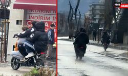 ELEKTRİKLİ BİSİKLETTE TEHLİKELİ YOLCULUK KAMERALARDA