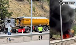 ALEV TOPUNA DÖNEN TIR SÜRÜCÜSÜ SANİYELERLE KURTULDU