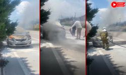SEYİR HALİNDEKİ OTOMOBİL ALEV ALDI