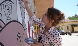 17 YAŞINDAKİ ŞERİFE, DUVARLARI SANAT ESERİNE DÖNÜŞTÜRÜYOR