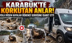 KAYALAR ÖNCE YOLA DÜŞTÜ SONRA SERVİSE İSABET ETTİ
