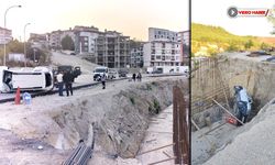 YOL ÇALIŞMASINI FARK ETMEYEN SÜRÜCÜ ŞARAMPOLE UÇTU