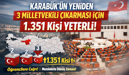 ÜÇ MİLLETVEKİLİ İÇİN İL NÜFUSUNA 1.351 KİŞİ YETERLİ