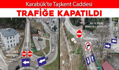KARABÜK’TE TAŞKENT CADDESİ TRAFİĞE KAPATILDI
