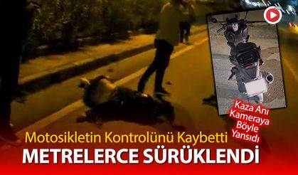 MOTOSİKLET KAZASI KAMERAYA SANİYE SANİYE BÖYLE YANSIDI