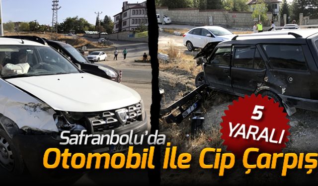 OTOMOBİL İLE CİP ÇARPIŞTI: 5 YARALI