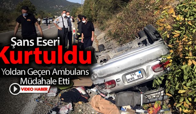 ARAÇTA SIKIŞAN SÜRÜCÜ ŞANS ESERİ KURTULDU