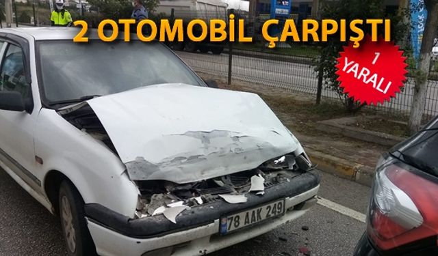 İKİ OTOMOBİL ÇARPIŞTI: 1YARALI