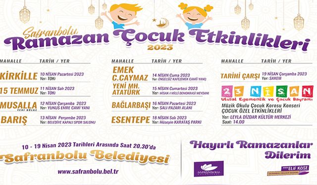 ÇOCUKLAR İÇİN RAMAZAN EĞLENCELERİ BAŞLIYOR