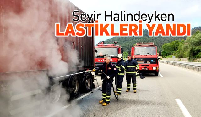 SEYİR HALİNDEYKEN LASTİKLERİ YANDI