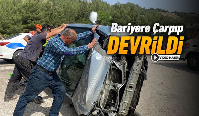 BARİYERE ÇARPIP DEVRİLDİ