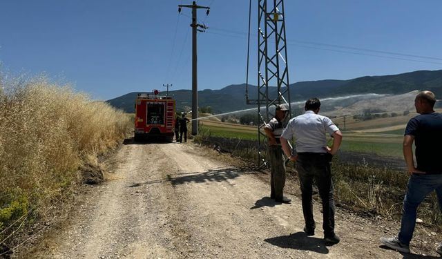 TRAFODAN ÇIKAN KIVILCIMLAR TARLAYI YAKTI