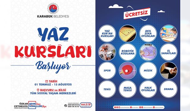 KARABÜK BELEDİYESİ YAZ KURSLARI BAŞLIYOR