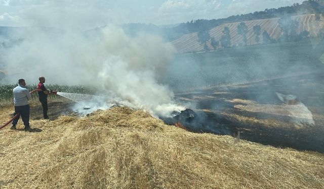 BOLU'DA ARPA TARLASI ALEV ALDI SAMANLAR KÜLE DÖNDÜ