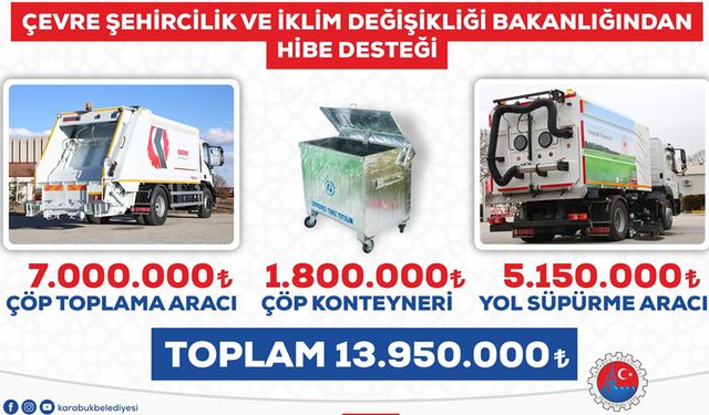 ÇEVRE ŞEHİRCİLİK VE İKLİM DEĞİŞİKLİĞİ BAKANLIĞI'NDAN KARABÜK BELEDİYESİ'NE HİBE