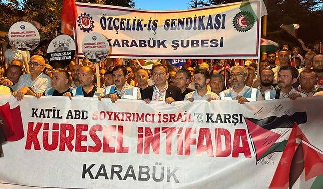 KARABÜK'TE BİNLERCE KİŞİ HANİYE VE FİLİSTİN İÇİN YÜRÜDÜ