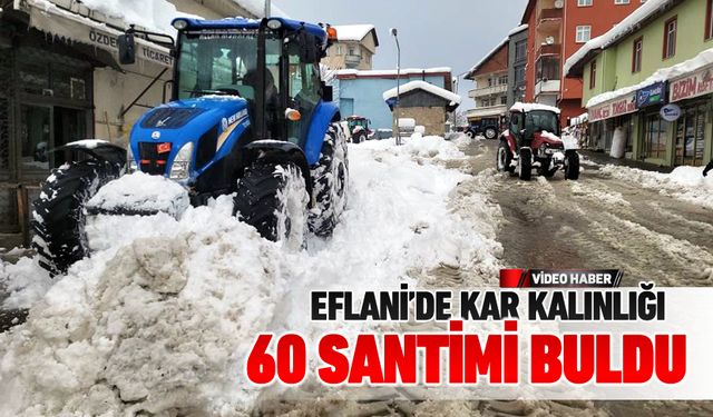 EFLANİ'DE KAR 60 SANTİME ULAŞTI