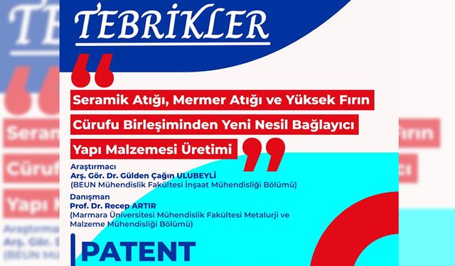 BEUN'LU AKADEMİSYEN PATENT ALMAYA HAK KAZANDI