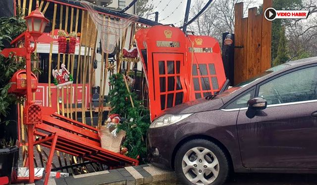 FRENLERİ TUTMAYINCA RESTORAN BAHÇESİNE ÇARPTI