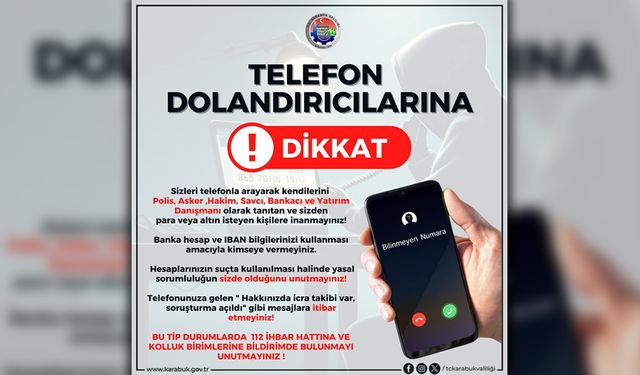 KARABÜK VALİLİĞİ'NDEN UYARI