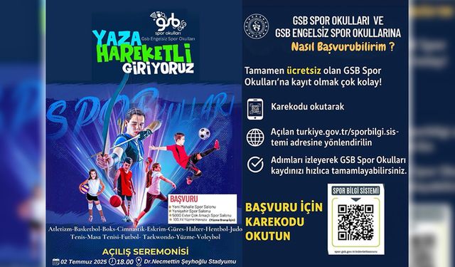GSB SPOR OKULLARI VE ENGELSİZ SPOR OKULLARI 2025 YAZ DÖNEMİ BAŞLIYOR