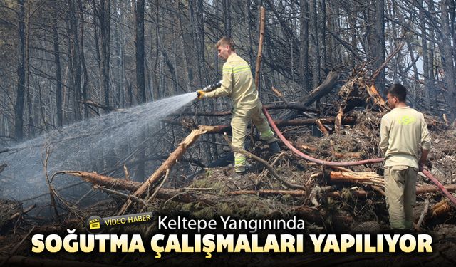 KELTEPE ORMAN YANGININDA SOĞUTMA ÇALIŞMALARI SÜRÜYOR